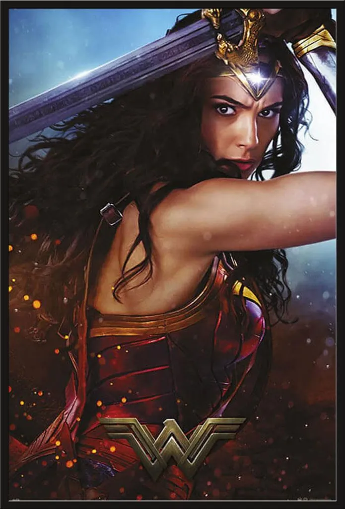 Poster Wonder Woman Sword avec cadre noir Shinsuke Maxi 61x91,5 cm