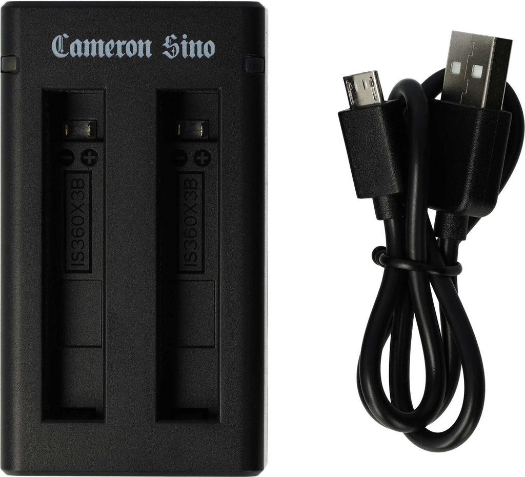 vhbw Dual Micro-USB + USB-C Ladegerät kompatibel mit Insta360 One X3 Kamera - Ladeschale + Micro-USB Kabel Ladeanzeige