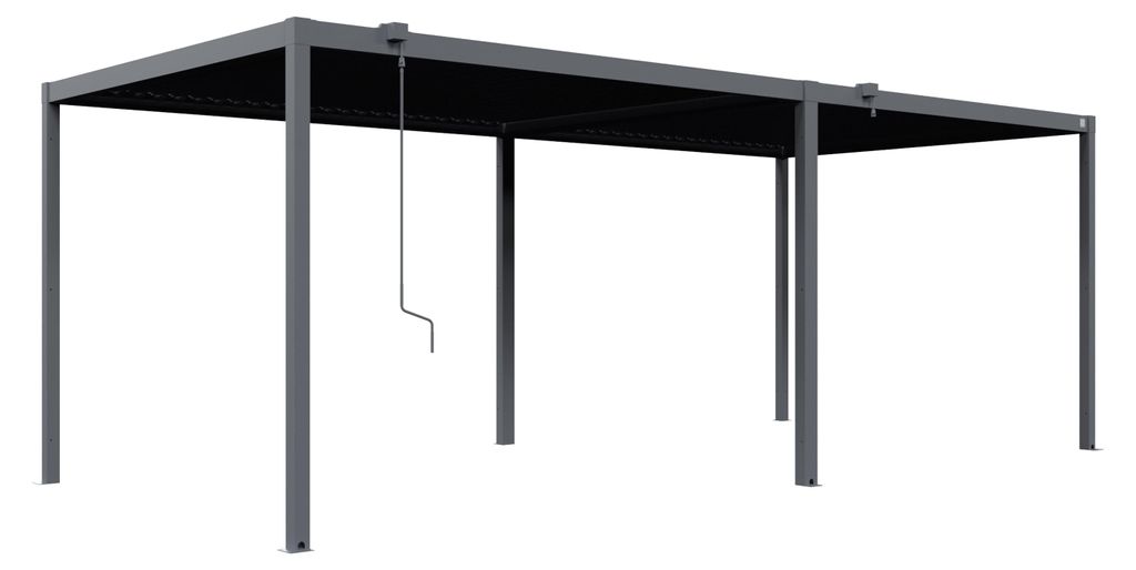 PRIMEYARD Pergola 3x6,5 m Pfosten und Lamellendach aus Stahl - anthrazitfarbene Terrassenüberdachung