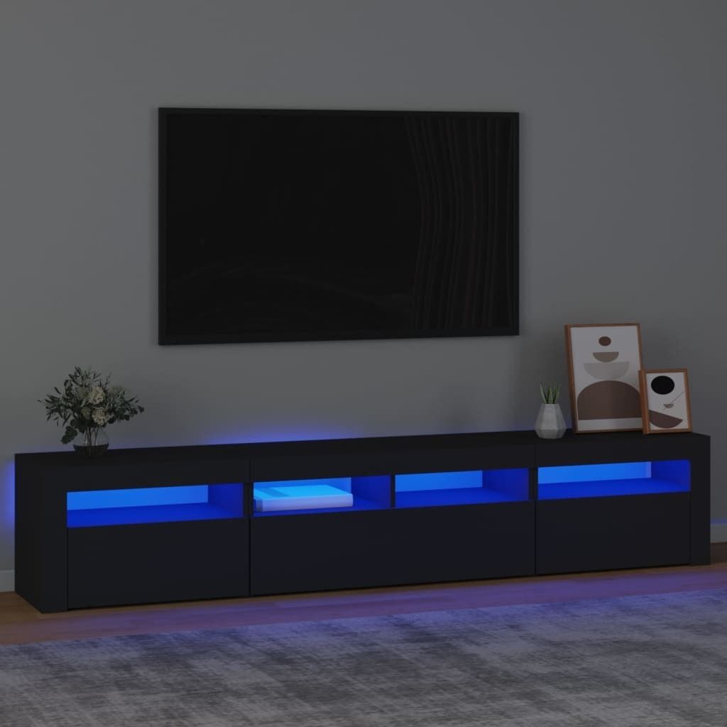 “2026 Moderne“TV-Schrank mit LED-Leuchten Schwarz 210x35x40cm - TV-Schränke Designermöbel 4451501