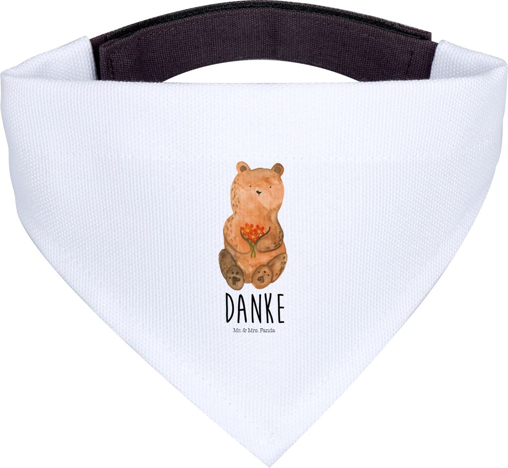Mr. & Mrs. Panda Halstuch Bär Dankbar - Weiß - Geschenk, Tuch, Teddy, Danke, Bandana für Hunde, Dankeschön, Hundehalstuch, Blumen, Hund