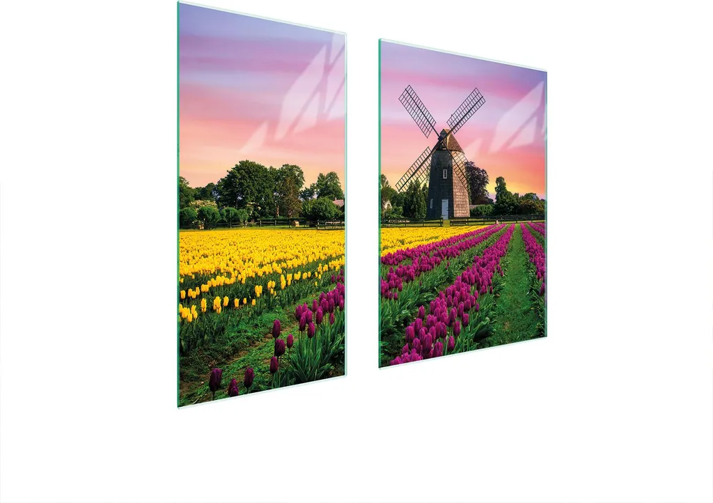 Tagliere Vetro 75x52 Copri Piano Cottura Universale Tulipani - 2 Pezzi
