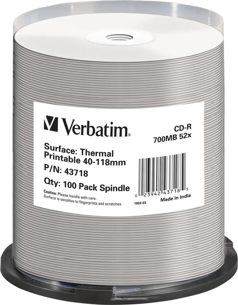CD-R audio et données Verbatim 700Mo, pack de 100 pour sauvegarde PC