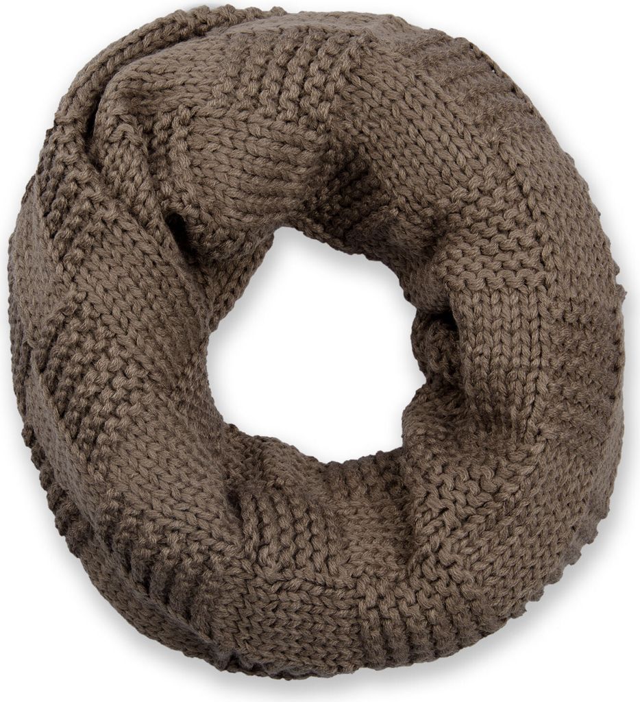 styleBREAKER Uni Strick Loop Schal mit Patentmuster, Uni Feinstrick Schlauchschal, Winter Strickschal 01018152