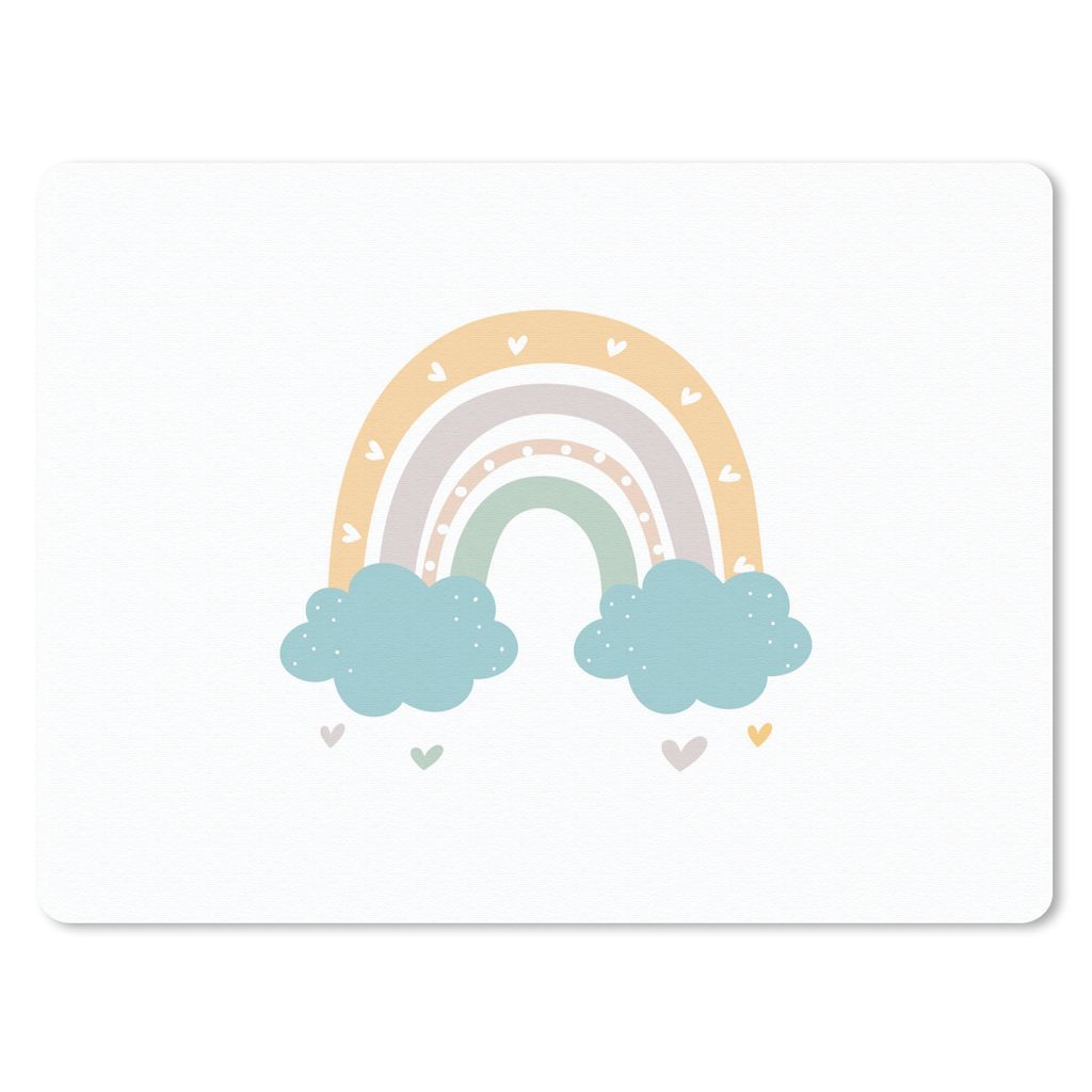 MuchoWow Mauspad Mousepad Regenbogen - Herzen - Wolken - Punkte - Pastell - Kinder 40x30 cm - Mousepads - Maus Mat - Pad - Mausunterlage - Anti R...