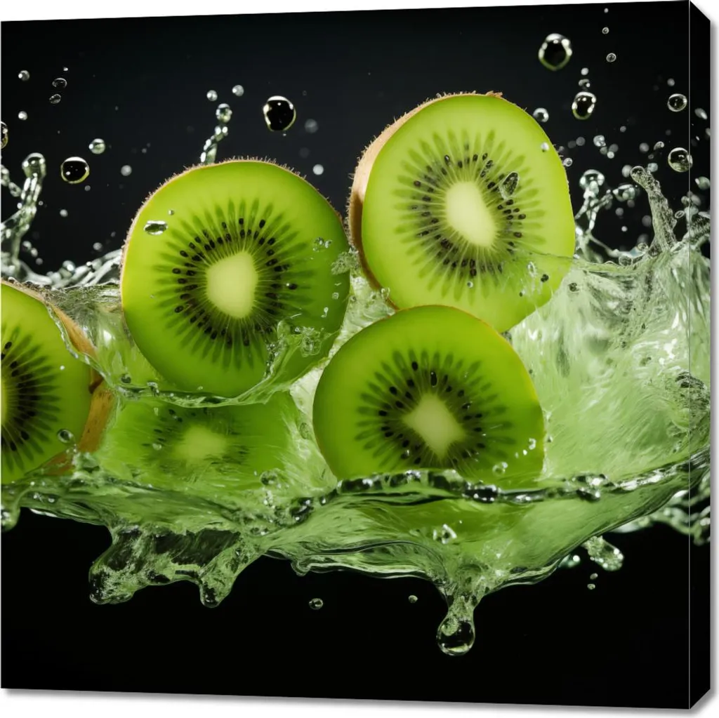 Tableau Moderne Énergie Kiwi 90x90 cm - Décoration Murale Cuisine et Loft
