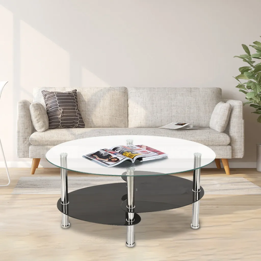 Table basse 2 étagères 90 cm en bois massif pour rangement de salon