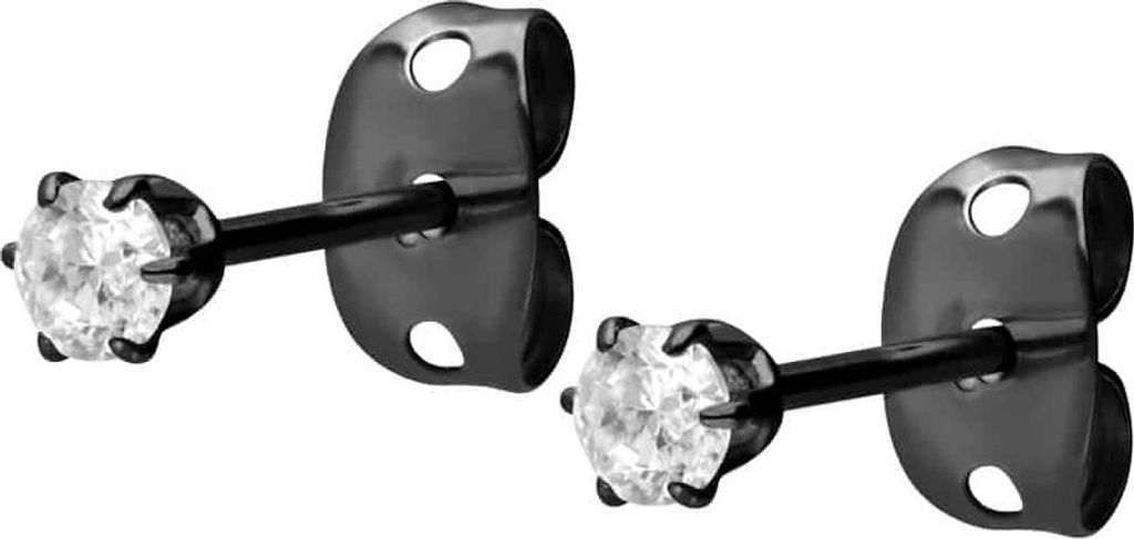 Titan Ohrstecker EINGEFASSTER KRISTALL Schwarz Kristallgröße: 3mm