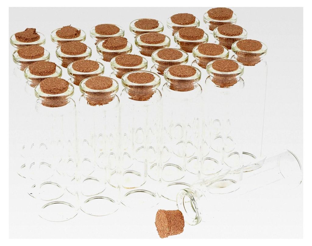XXL 24er-Pack Glasflaschen mit Korken 20ml