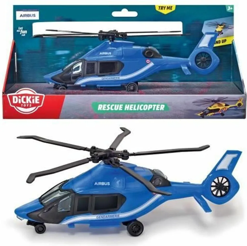 Hélicoptère Dickie Toys à hélice rotative et civière de secours incluse