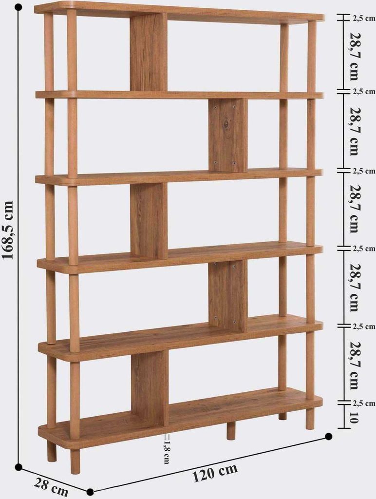 Skye Decor, Meta- Meta DRA, Atlantikkiefer, Bücherregale, Produktbild 6