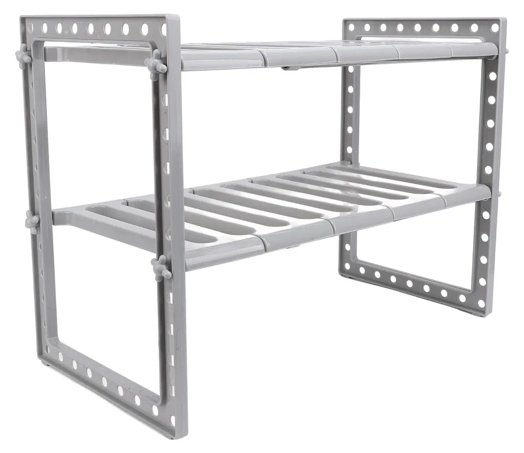 Étagère de rangement de comptoir multifonctionnelle et extensible grise
