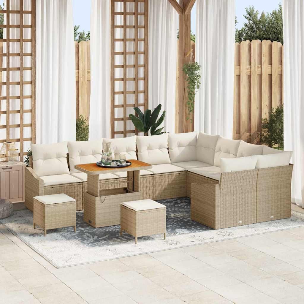 "im Angebot" Garten-Sofa-Set mit Kissen mit Speicher 12 pcs - Loungesofa - möbel Garten - Beige und Creme - Gartensofas CC13460