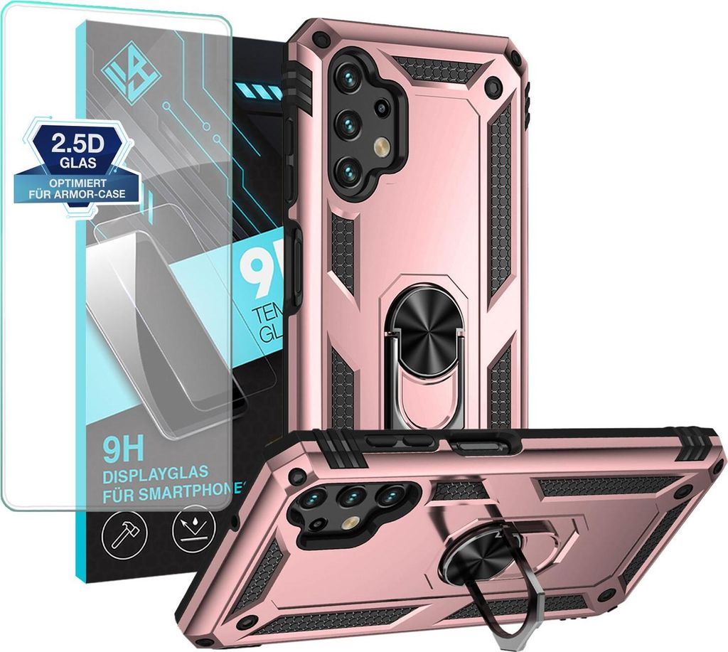 Armor Outdoor Handyhülle für Samsung Galaxy A13 Handy Panzer Case Schutzhülle mit 9H Displayglas Displayschutz Farbe: Rosegold