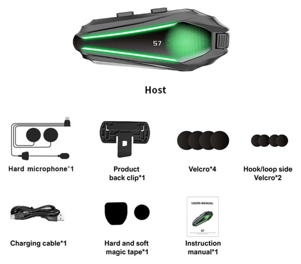 INF Motorrad Bluetooth Helmheadset ABS Silikon 8.35x4.52x1.38cm IP67 30h