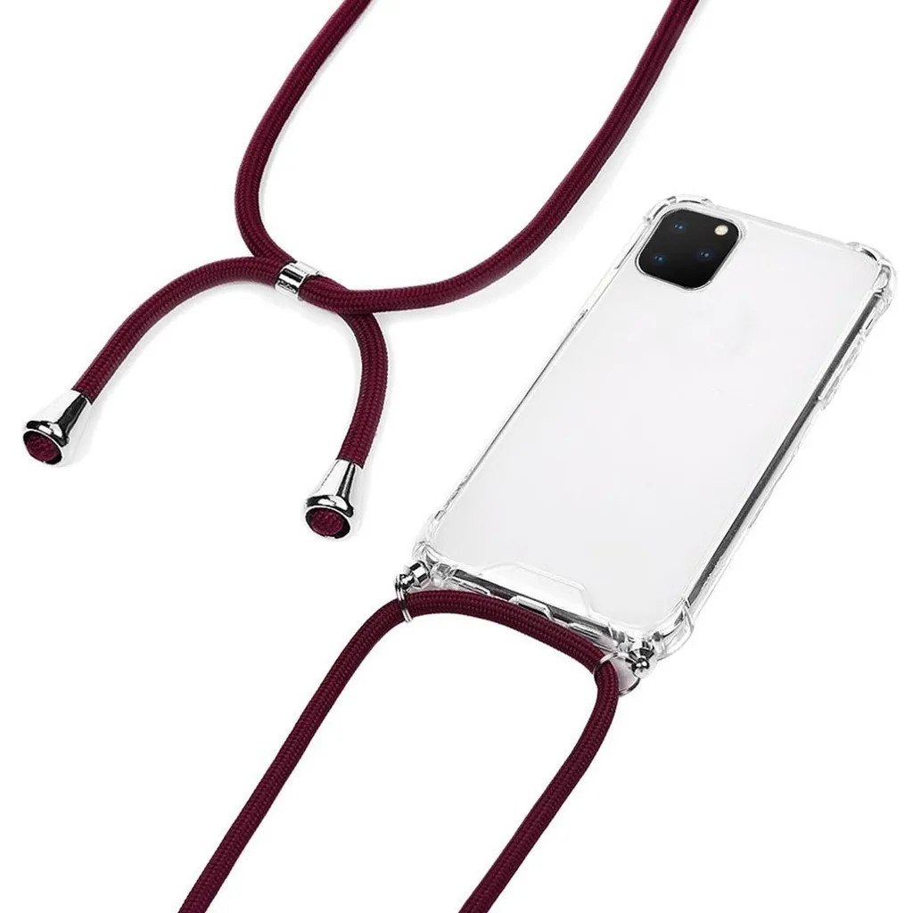 Cover Per IPhone 12 Pro Max Con Cordino Regolabile – TPU Antiurto E Plastica Rigida, Colore: Azzurro
