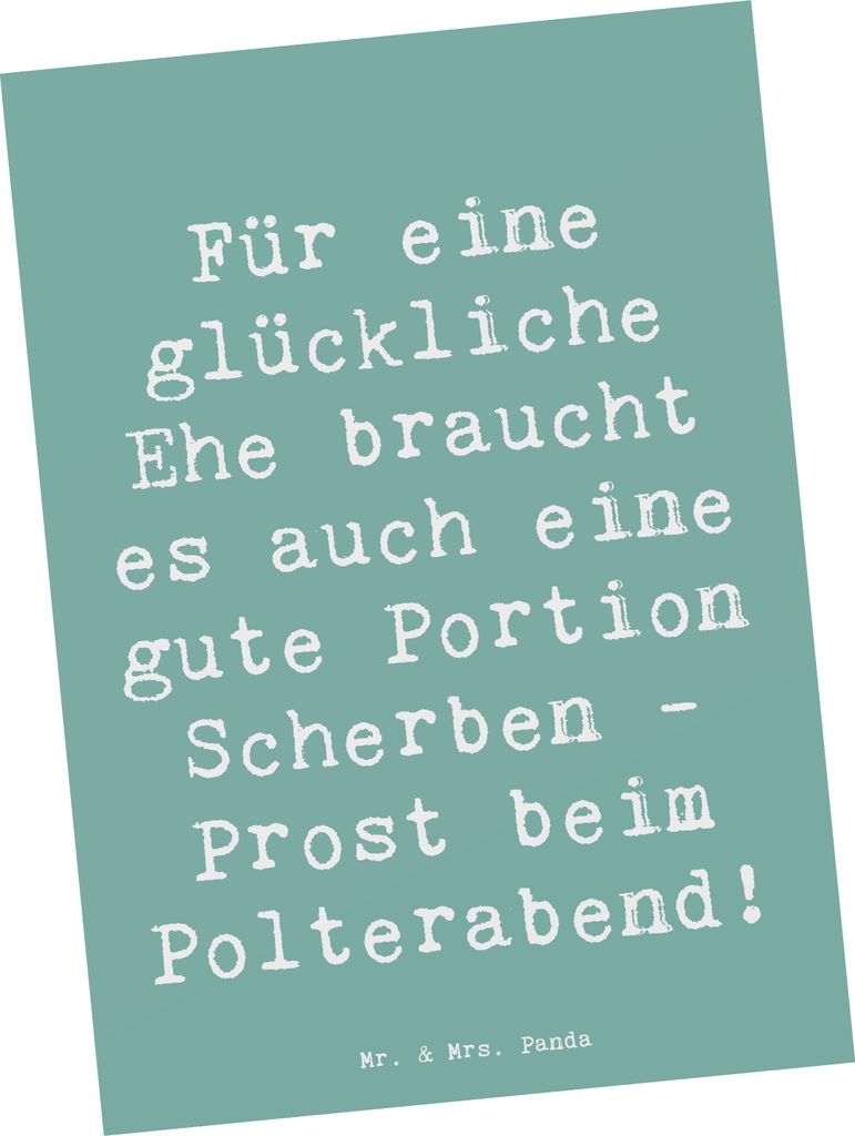 Mr. & Mrs. Panda Postkarte Spruch Scherben Polterabend - Meeresbrise - Geschenk, Ansichtskarten, Grußkarte, Tradition, Geschenke, liebevolle Worte...