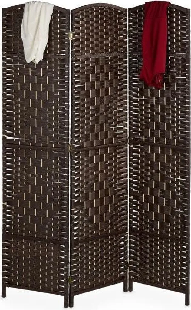 Mur écran à 3 panneaux séparateur de pièce pliable en bois noir 180cm