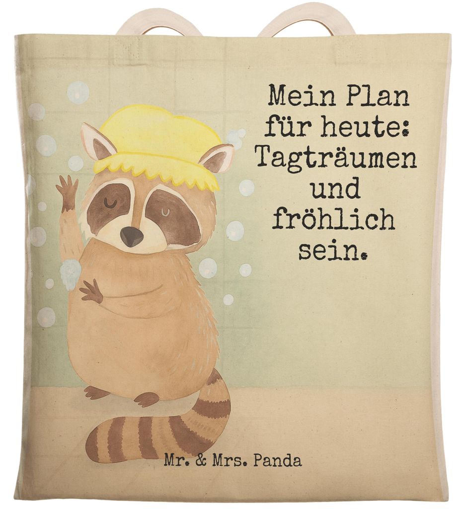 Mr. & Mrs. Panda Tote Bag Waschbär Design - Weiß - Geschenk, Plan, Tagträumen, shopping, Tasche, Waschen, Tragetasche, Seifenblasen, Lustige Spr...
