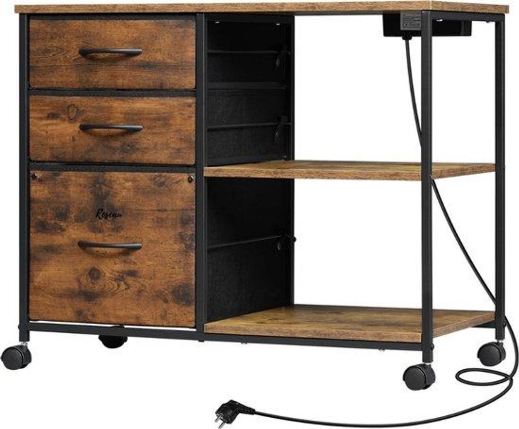 Vinyl-Schallplatten-Regal - 80x66x40 Cm - Holz/Stoff - mit Steckdose