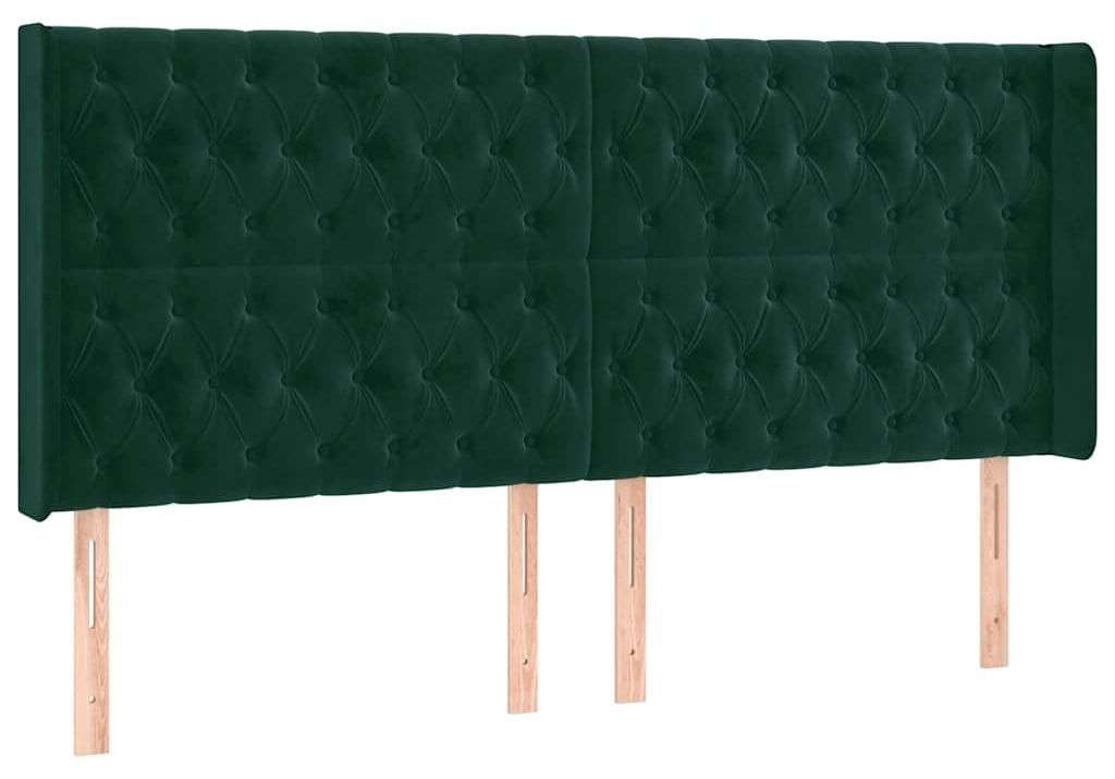 vidaXL Kopfteil mit Ohren Dunkelgrün 183x16x118/128 cm Samt