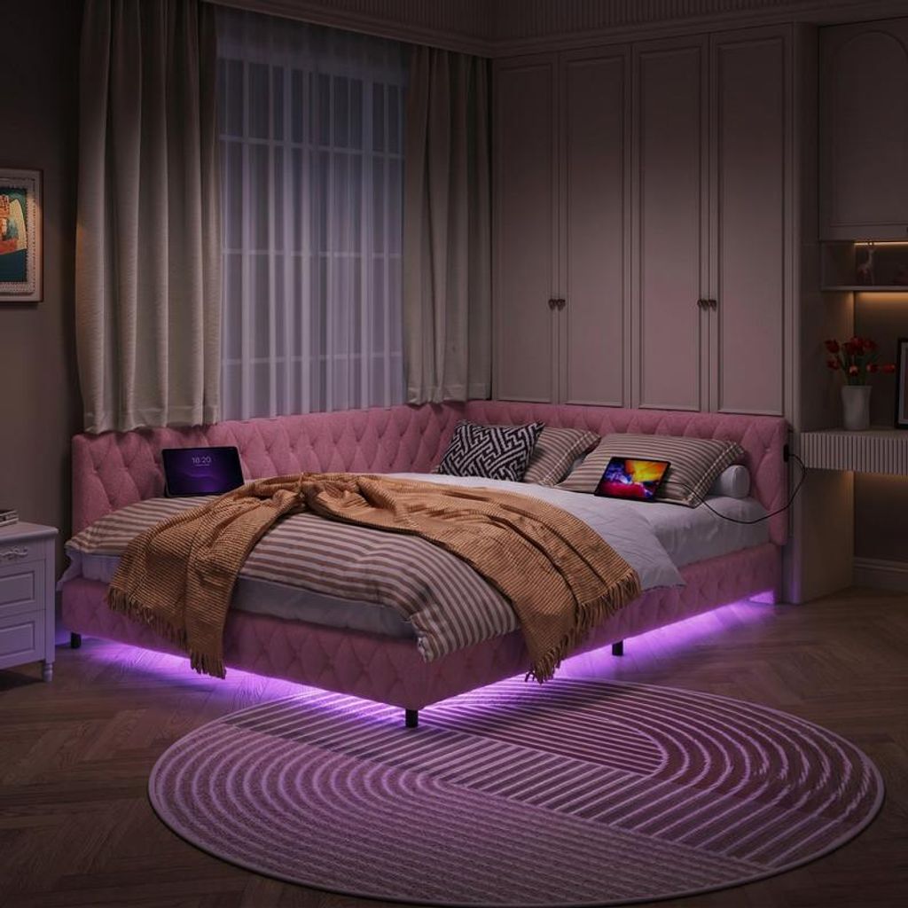 ProximaX Rosa Teddy-Fleece Bettgestell 140x200cm mit Produktbild 