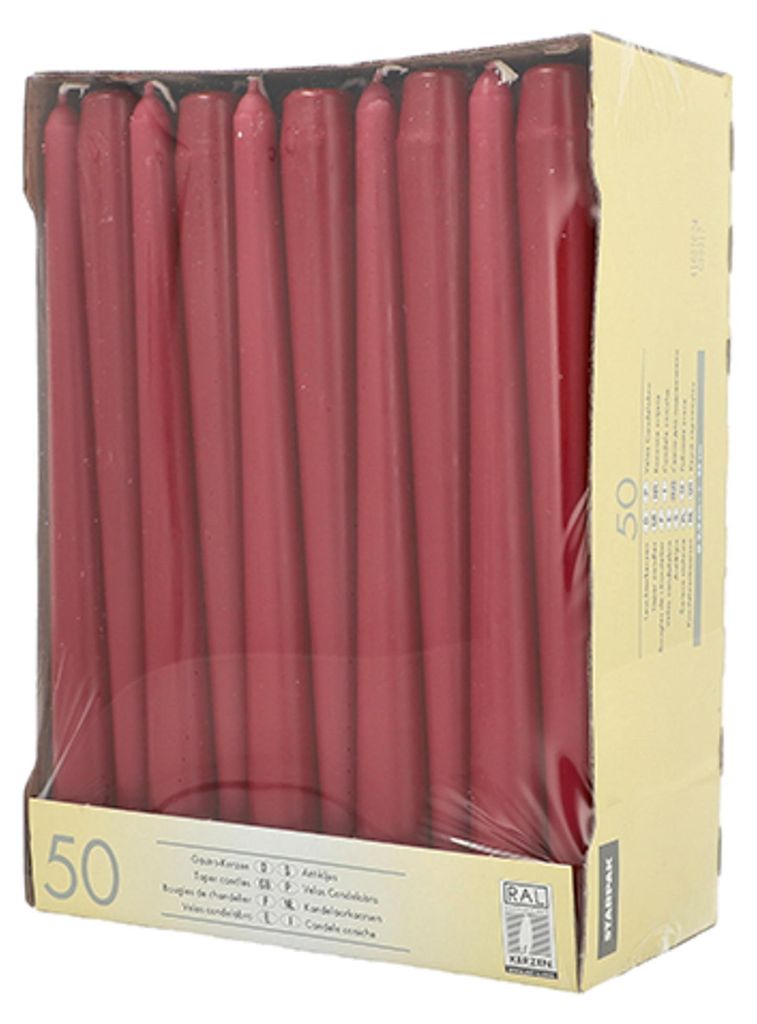 PAPSTAR Leuchterkerzen, 22 mm, bordeaux, 50er Pack Productafbeelding 
