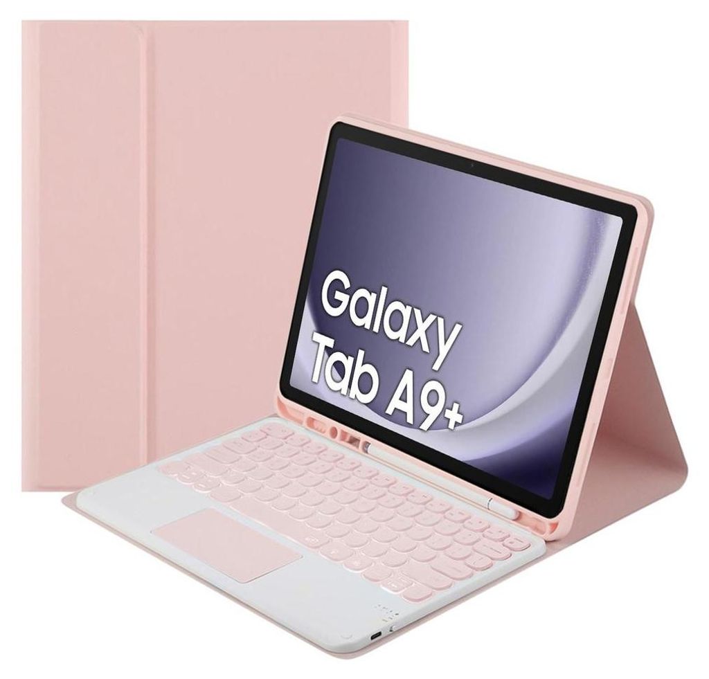 Galaxy Tab A9 Plus Bluetooth-Tastatur-Touchpad-Hülle (Pink) Produktbild 