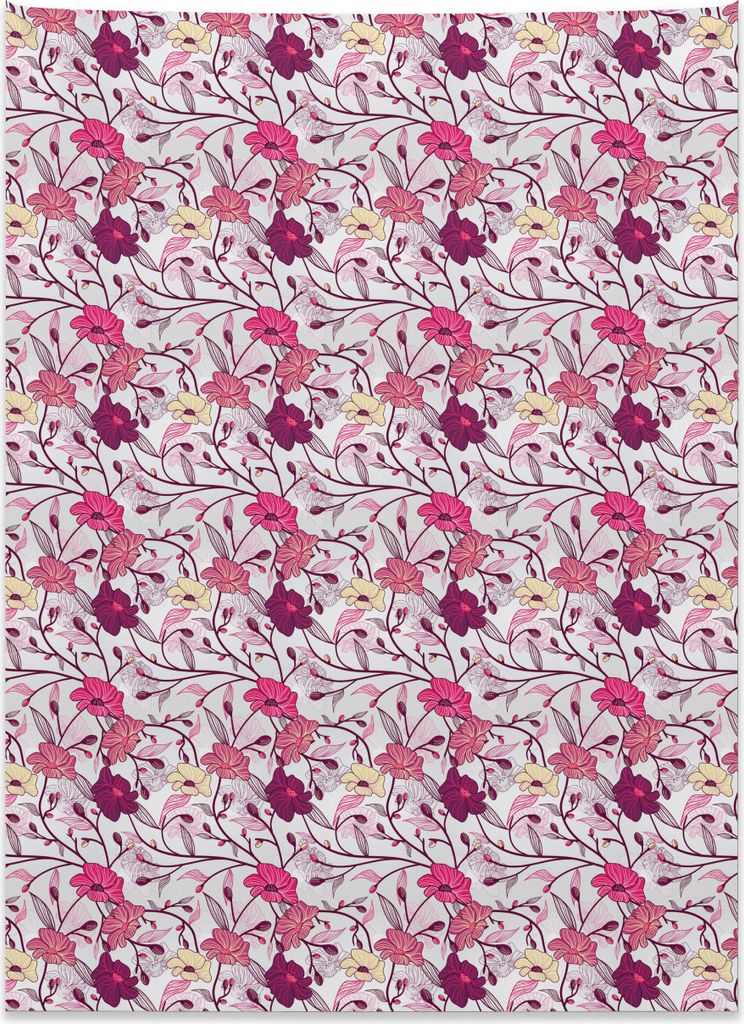 Abakuhaus japanisch Wandteppich, Sakura-Baum-Blüten aus Weiches Mikrofaser Stoff Kein Verblassen Klare Farben Waschbar, 110 x 150 cm, Lila Elfenbe...