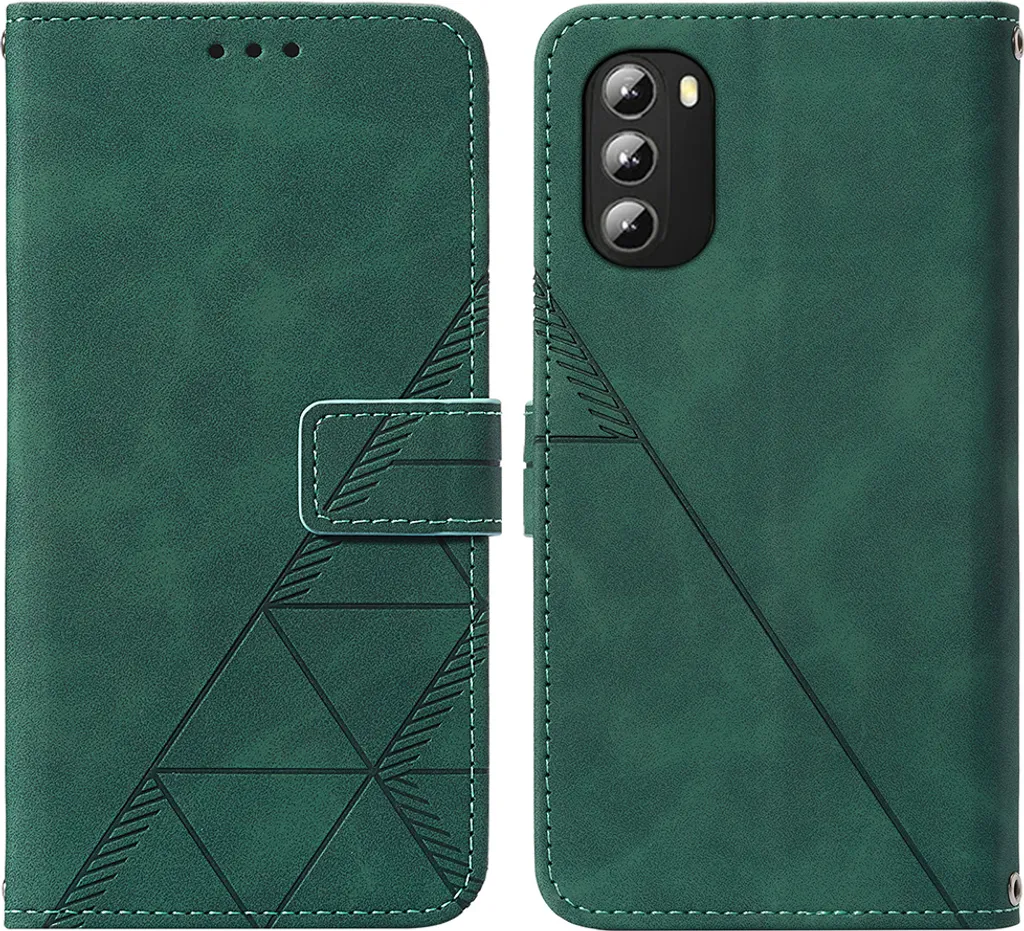 Custodia Motorola Moto G 5G 2022 in Pelle Verde Goffrata | Portafoglio