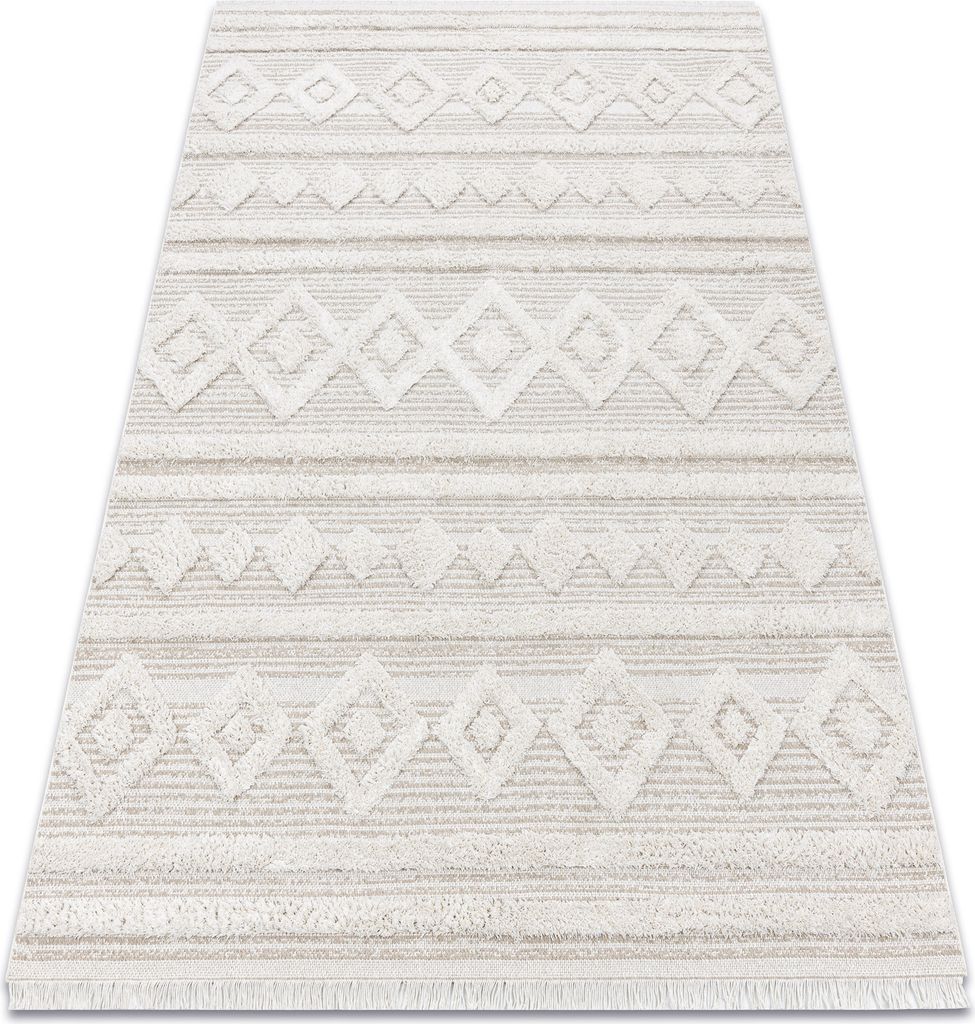 Teppich ÖKO SISAL MOROC 22322 Rauten, Linien, boho Franse - strukturell beige / creme beige 136x190 cm