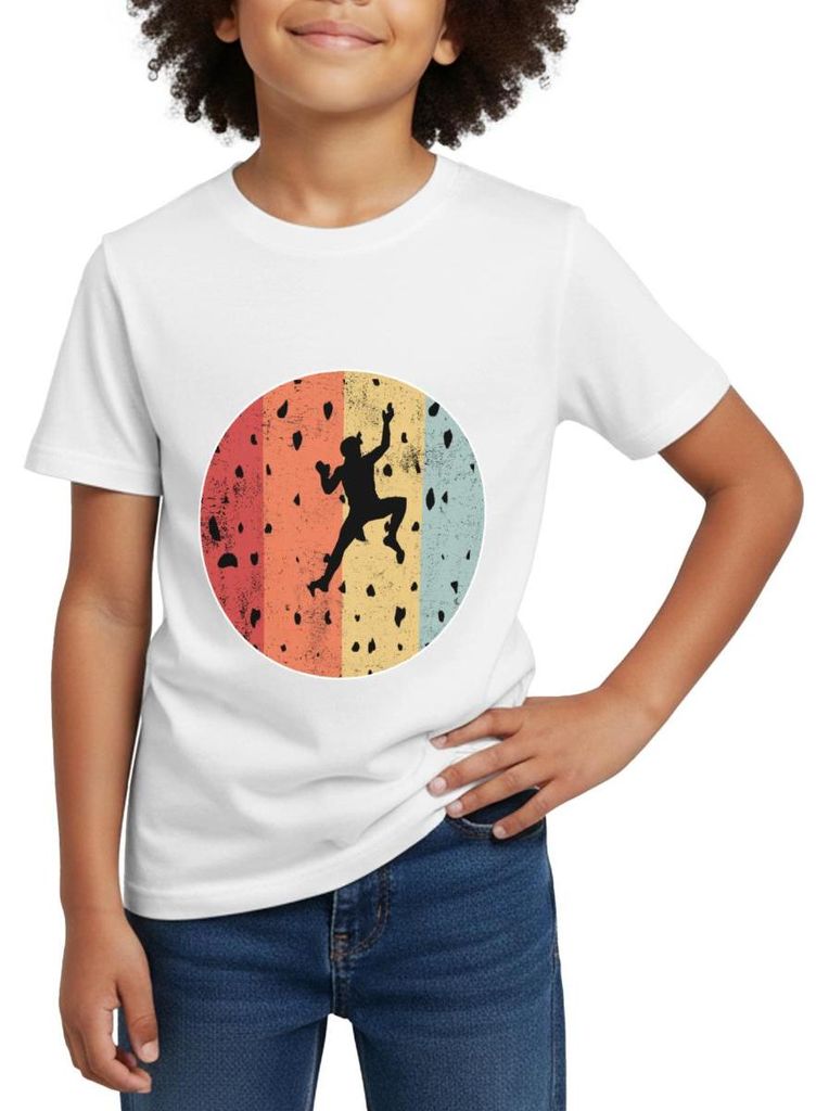 Spreadshirt Bouldern Klettern Kletterhalle Geschenke Für Boulderer Kinder T-Shirt, 122/128 (7-8 Jahre), Weiß