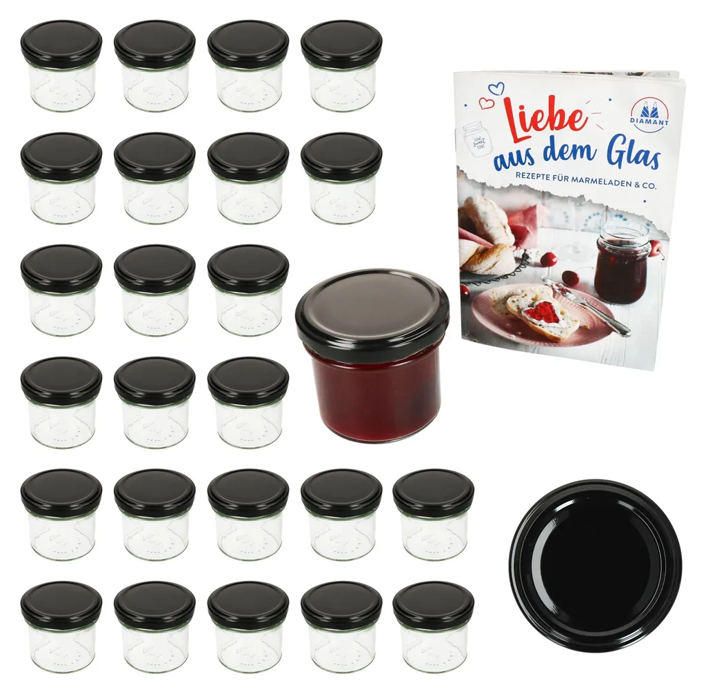 25 Tumbler Vetro 125ml Vaso Conserva TO66 Nero - Eleganza in Cucina