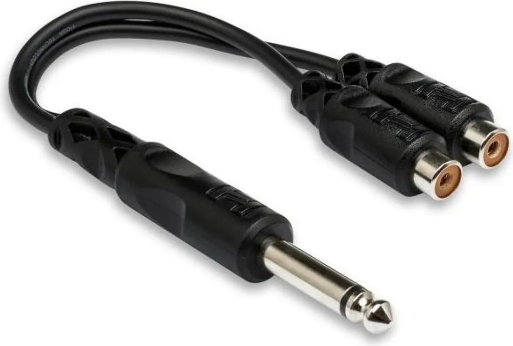 Hosa YPR-103 Cavo Adattatore 6,35 mm Maschio a 2 RCA Femmina - Nero