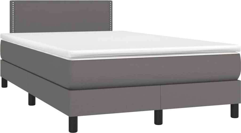 vidaXL Boxspringbett mit Matratze Grau 120x190 cm Kunstleder