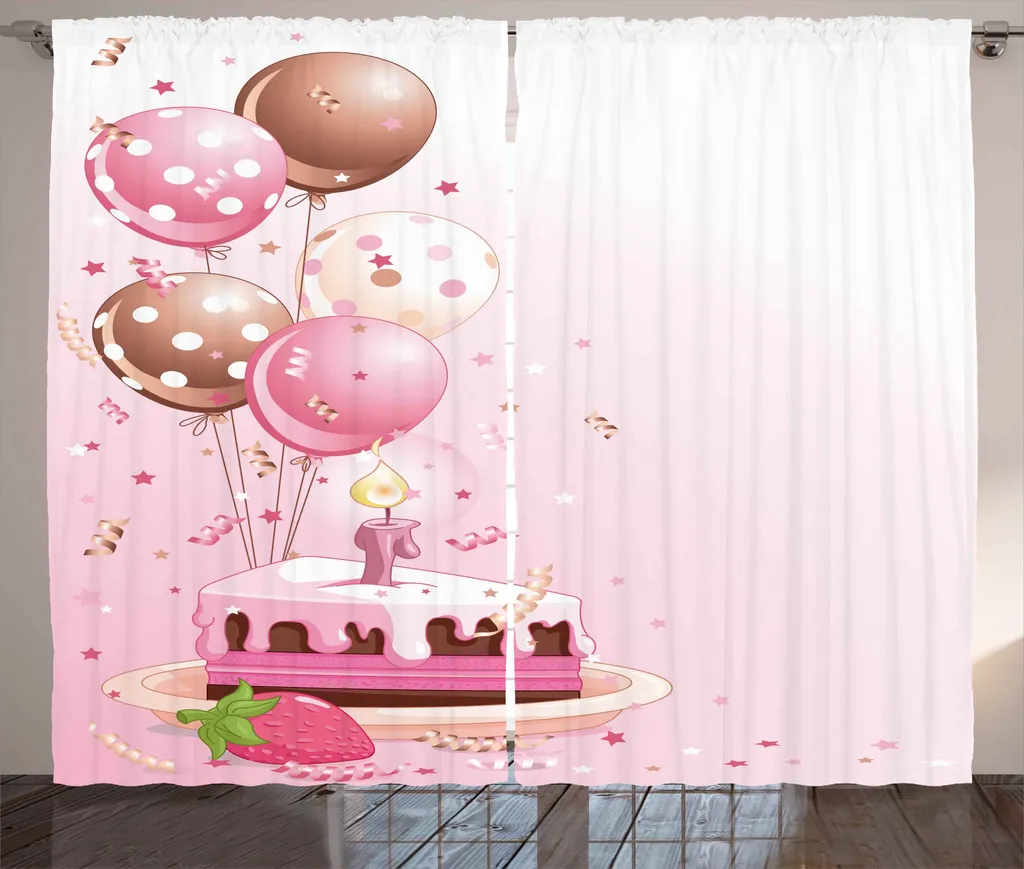 ABAKUHAUS Rideau Rustique Rose de 280 x 225 cm avec Motifs de Gâteau