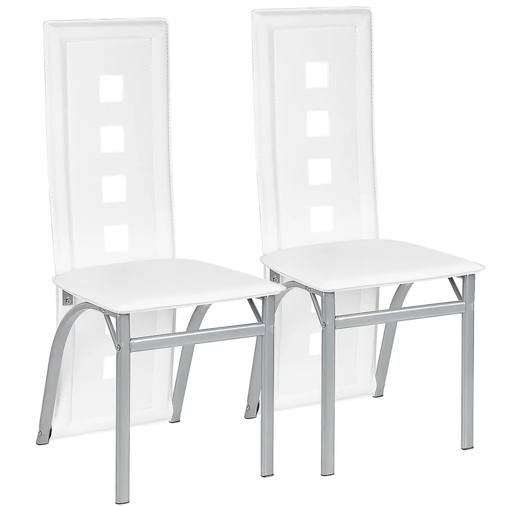 Chaise de cuisine noble lot de 2 avec bâti blanc et assise similicuir