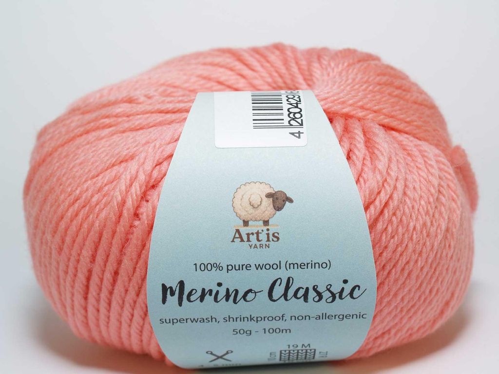 Merino Classic Art'is Garn 100 % reine Wolle, superwash (50 g/100 m) (1624 Pastellrosa)