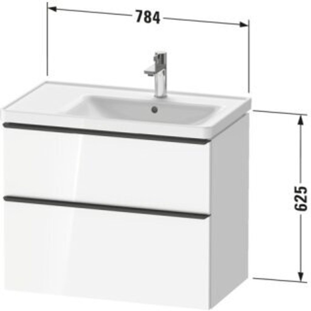 Duravit D-Neo Waschtischunterbau wandhängend, 784x625x452mm, 1 Auszug, 1 Schubkasten, mit Griff Gold poliert, DE4358034550000