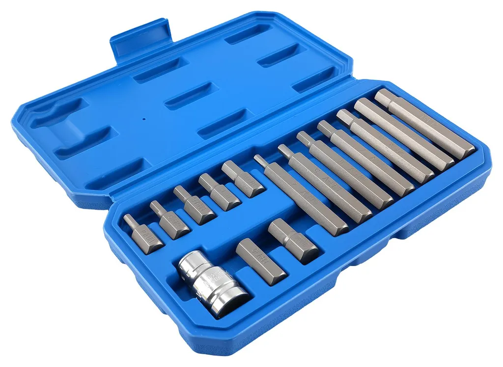 Kit embouts six pans métriques en acier CRV durable de H4 à H12 avec socle