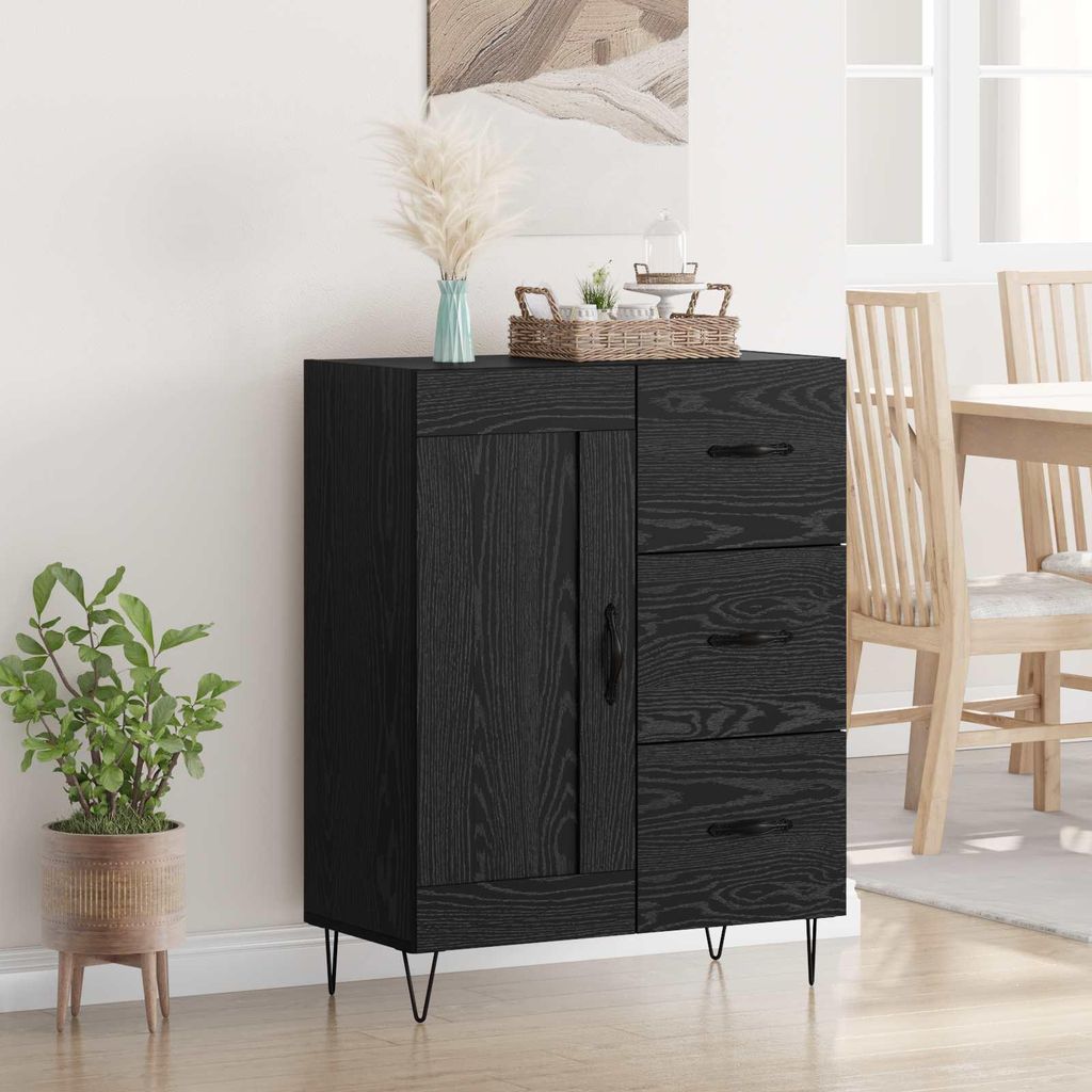 Möbel Sideboard Schwarze Eiche 69,5 x 34 x 90 cm HolzwerkstoffKommoden - Kommoden c8269