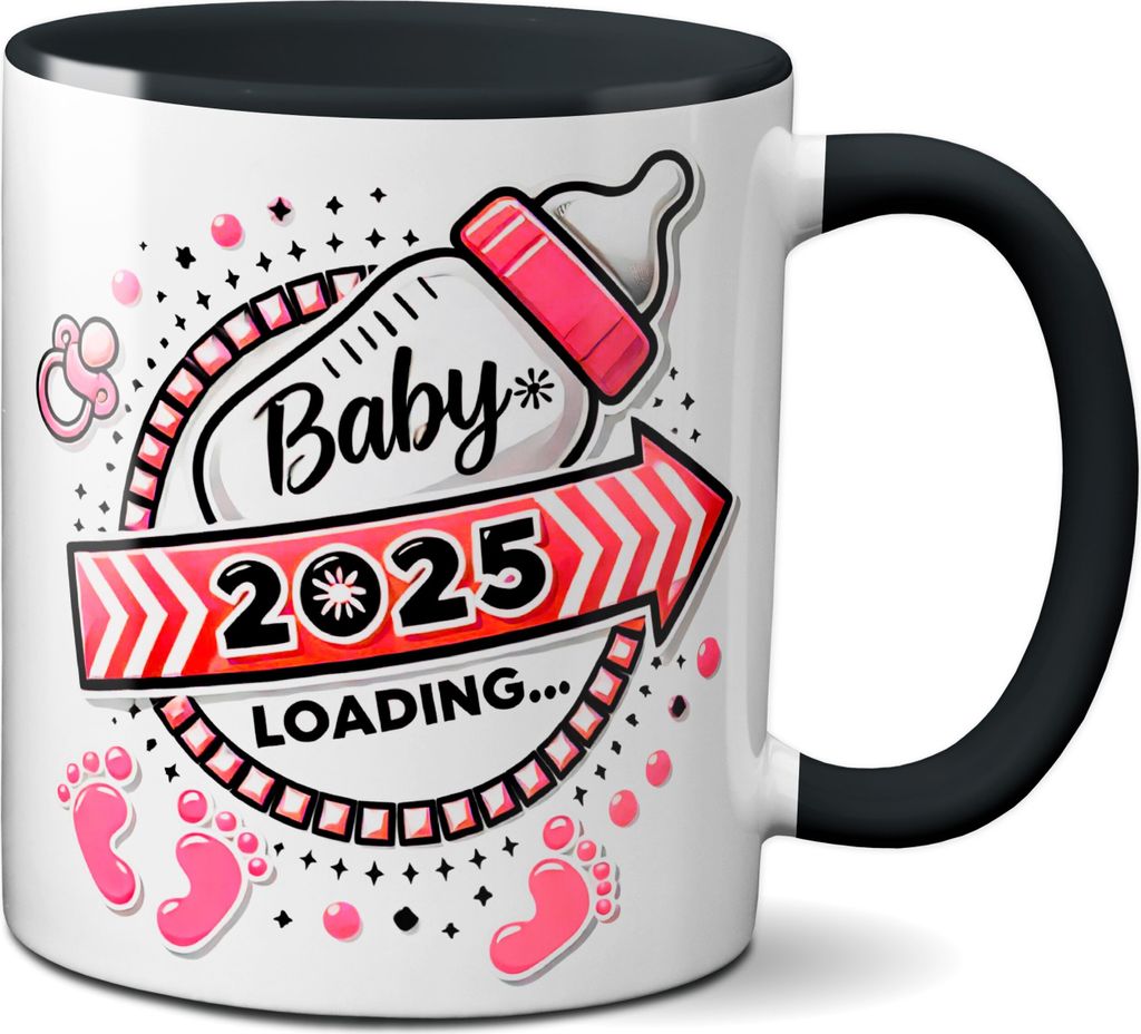 TassenKing Tasse mit Spruch Baby 2025 Loading (rot, Girl, Mädchen), Geschenke zu Weihnachten, Geschenkideen für Werdende, Geschenk, Weihnachtsges...