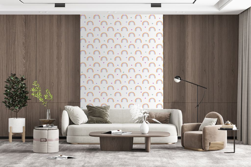 MuchoWow Fototapete für Wohnzimmer oder Schlafzimmer Wandtapete Vinyl Motivtapete Regenbogen - Schmetterling - Baby - 225x350 cm - Schlafzimmer ...