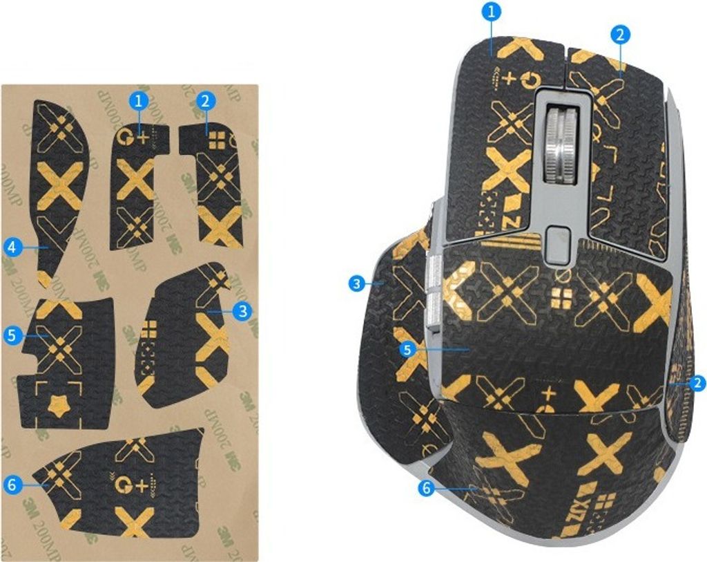 INF Verbesserte Griff-Mausaufkleber für Logitech MX Master 3/3s Gold