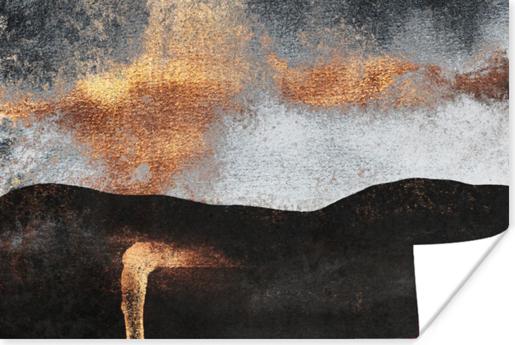 MuchoWow Poster Abstrakt - Gold - Chic - Schwarz - Grau 180x120 cm - Fotoplakat
