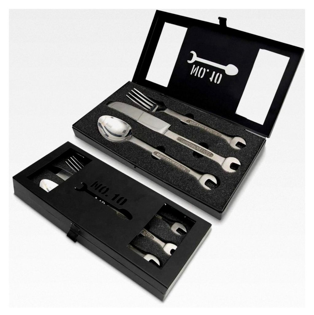 Schraubenschlüssel Besteckset Werkzeug Essbesteck mit Metall Geschenkbox