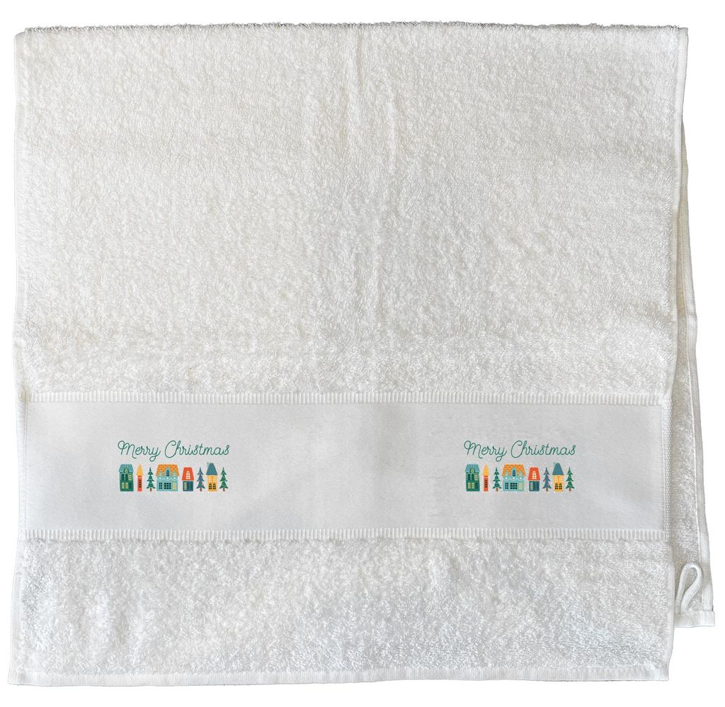 Huuraa Handtuch Merry Christmas Weihnachtsdorf 50x100cm White Baumwolle Handtuch Geschenkidee