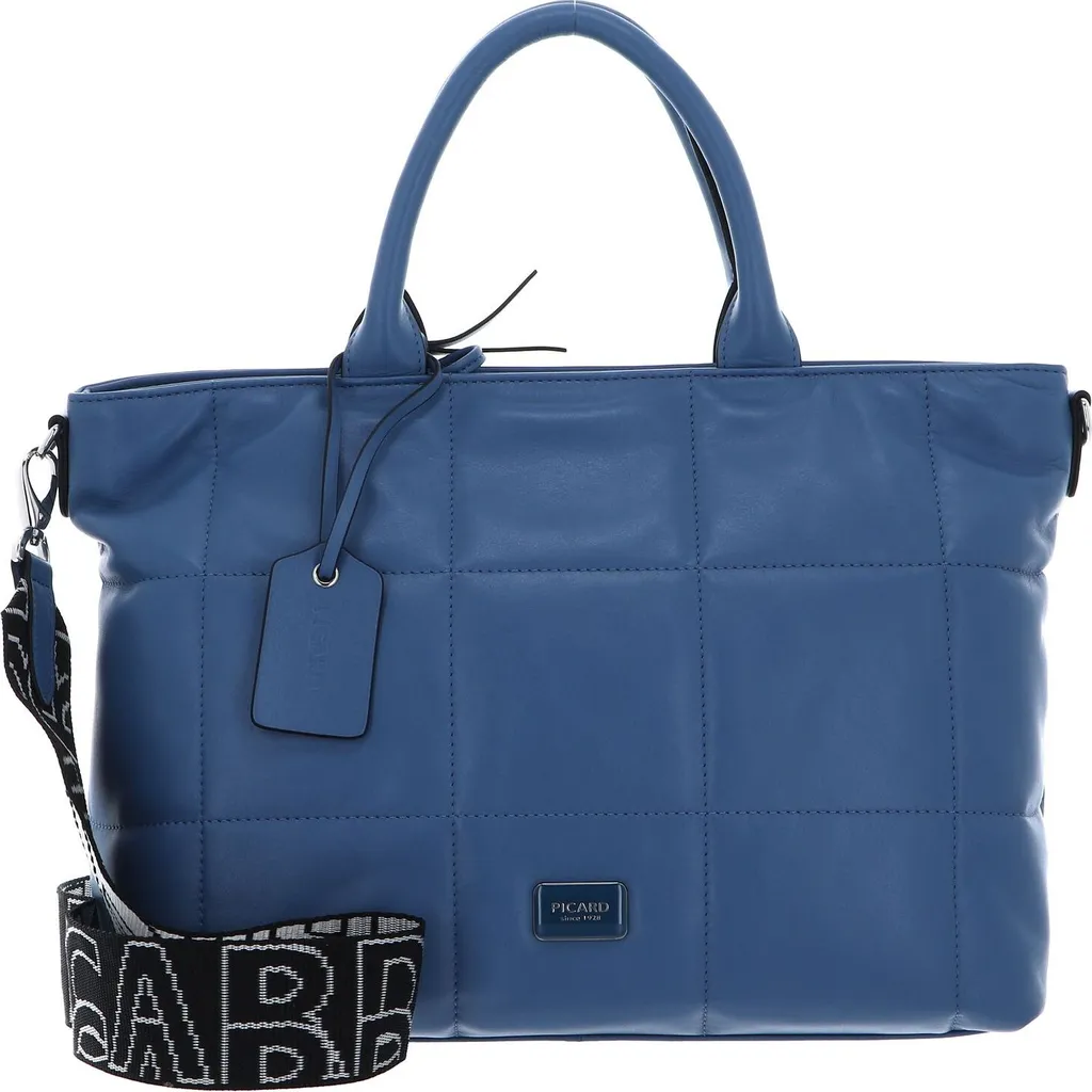 Picard Sac Shopper Plaza Bleu Wintersky - Grand sac à main en cuir