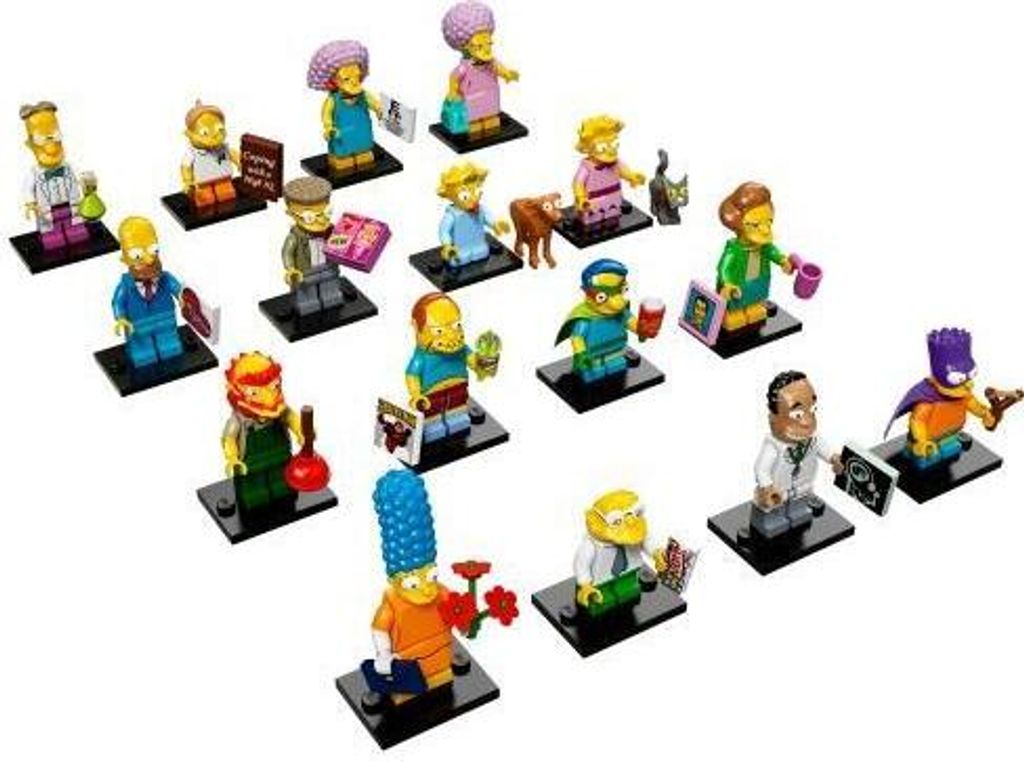 A collection of LEGO Minifigures from The Simpsons Series 2.
