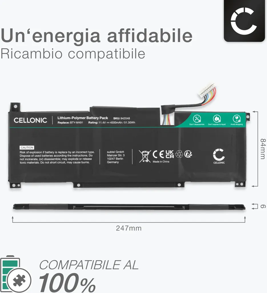 Batteria MSI Summit B15 A11M Modern 15 A4 A5 A10 A11 11.4V CELLONIC - 3